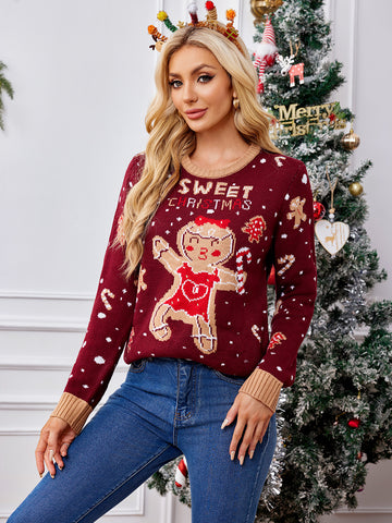Woochic pull de Noël bonhomme en pain d'épices
